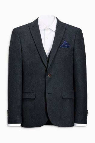 Navy Herringbone Mixer Suit: Jacket